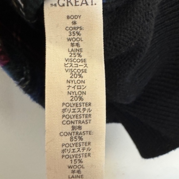 NEW THE GREAT Fire Side Wool blend cardigan in hearth tartan plaid M - Picture 7 of 8